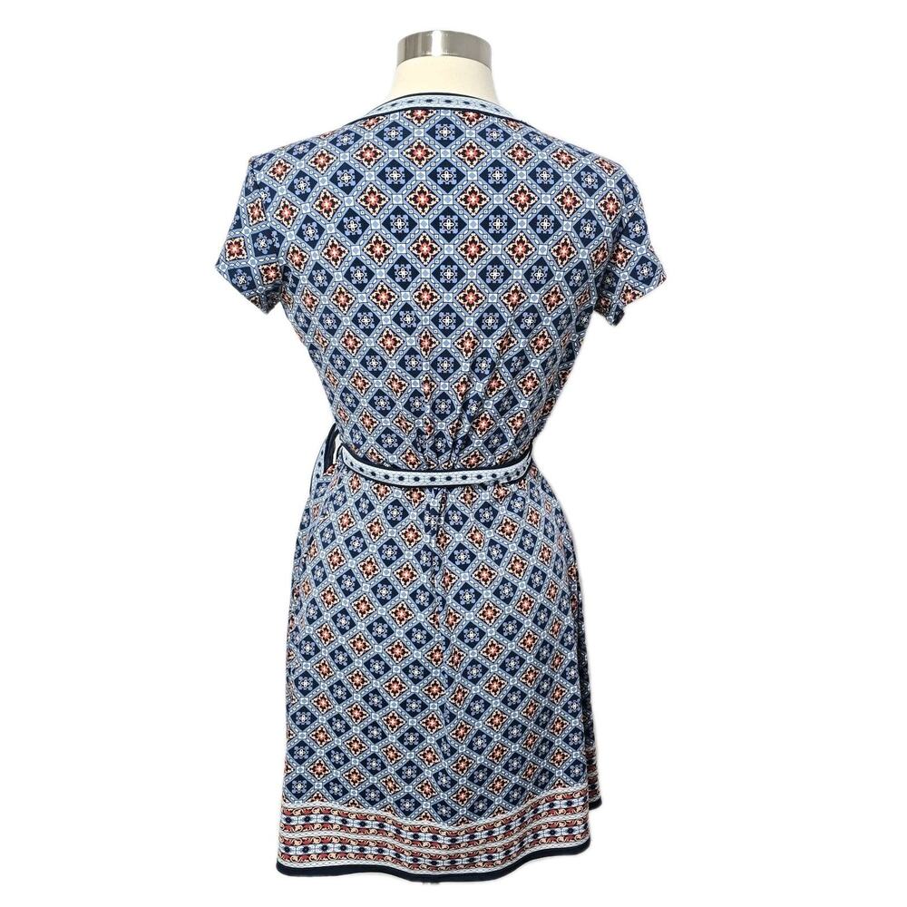 Max Studio Dress Wrap Floral Blue Size M Cottagecore Artsy Stretchy - Picture 5 of 8